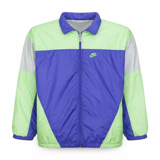 Front view of Nike Men’s Blue Green 90s Windbreaker Jacket, size 2XL