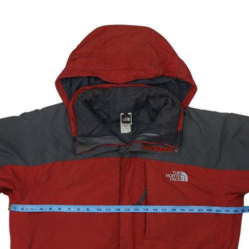 The North Face Men's Red Grey Waterproof Hooded Parka Jacket L