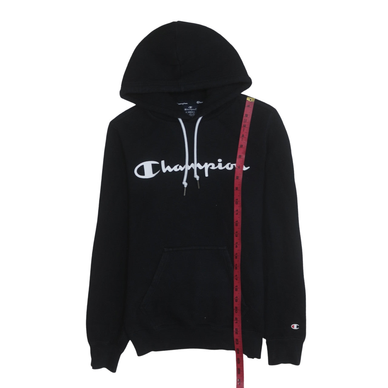 Champion Womens Black XS Pullover Hoodie with Logo Print