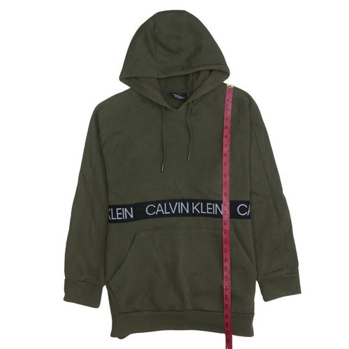 Calvin Klein Men's Green Pullover Hoodie XS Regular Logo Comfort