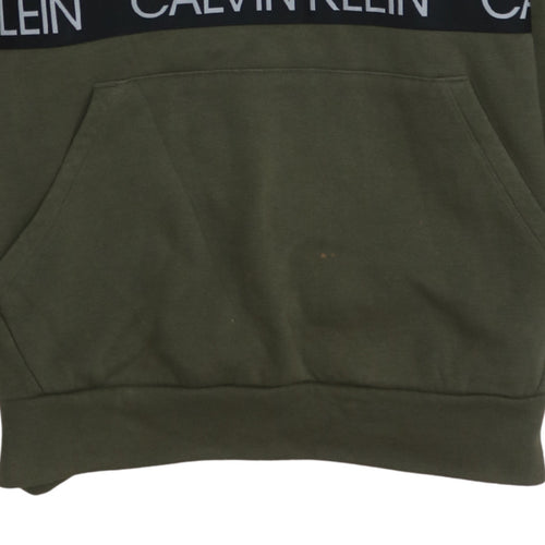 Calvin Klein Men's Green Pullover Hoodie XS Regular Logo Comfort
