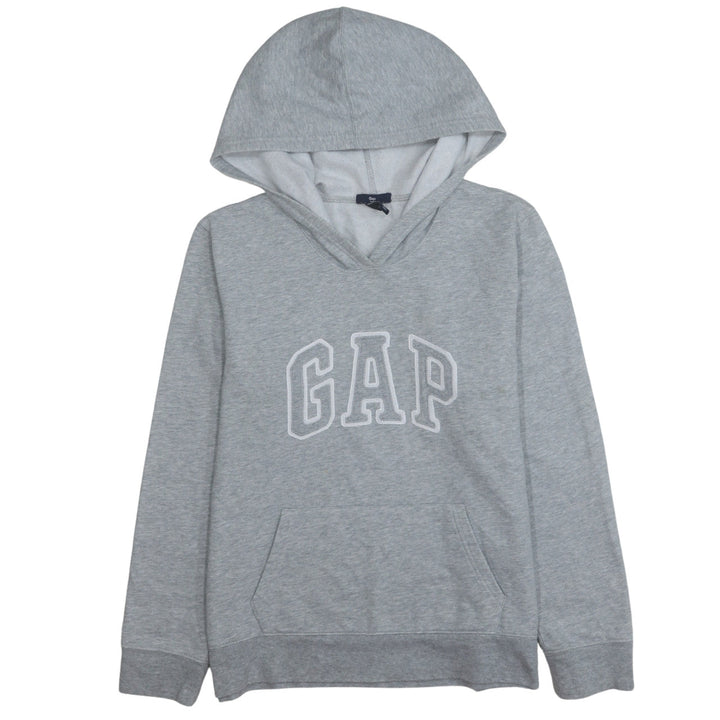 GAP Women Grey Pullover Hoodie L Logo Hooded Sweatshirt Casual