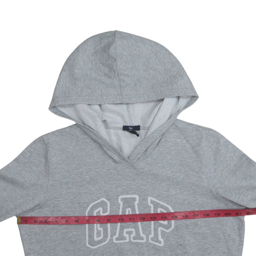GAP Women Grey Pullover Hoodie L Logo Hooded Sweatshirt Casual