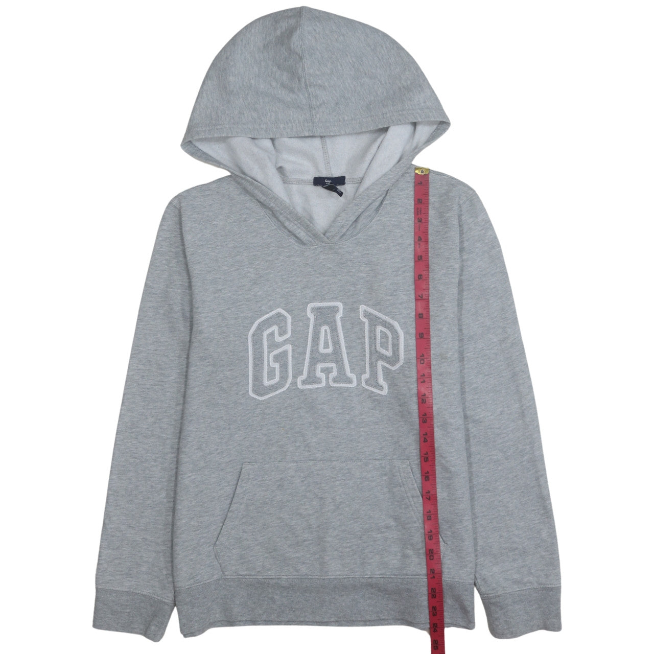 GAP Women Grey Pullover Hoodie L Logo Hooded Sweatshirt Casual