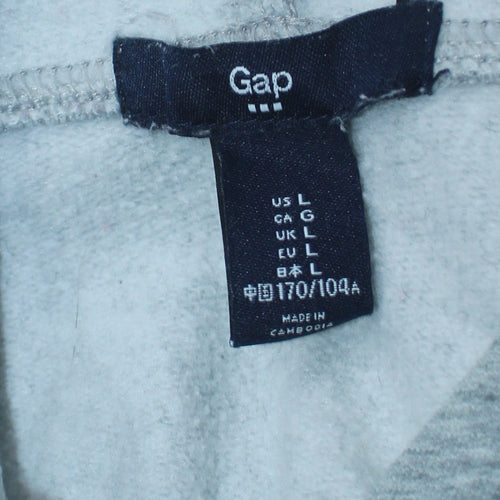 GAP Women Grey Pullover Hoodie L Logo Hooded Sweatshirt Casual