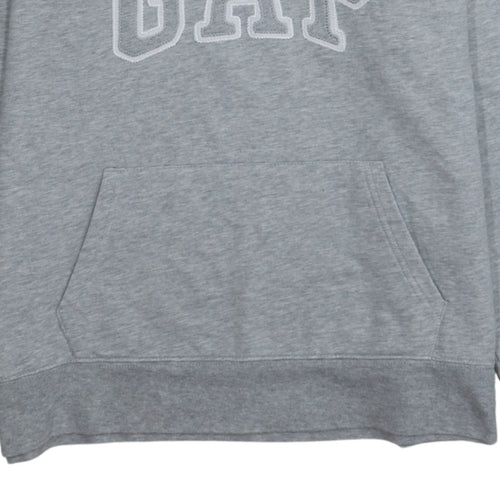 GAP Women Grey Pullover Hoodie L Logo Hooded Sweatshirt Casual