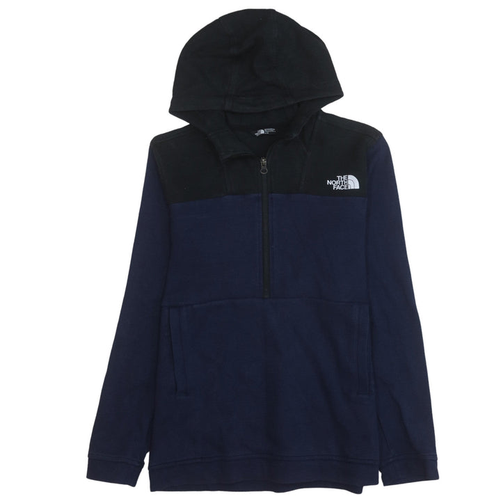 The North Face Boys Navy Blue & Black 1/2 Zip Hoodie XL Cotton Blend