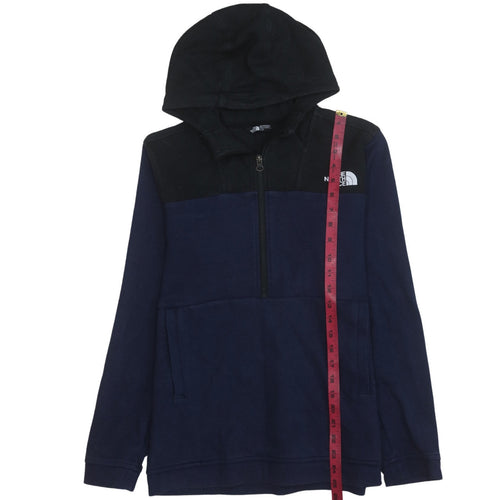 The North Face Boys Navy Blue & Black 1/2 Zip Hoodie XL Cotton Blend