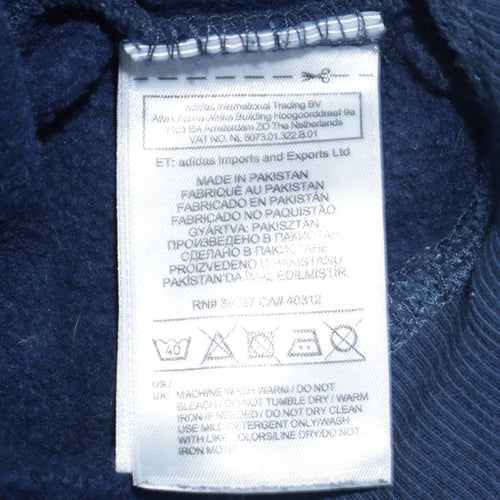 Adidas Men's Blue Pullover Hoodie Size S Regular Fit Logo Design