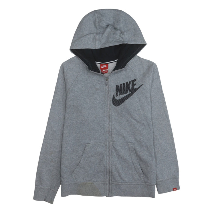 Nike Boys Grey Full Zip Hoodie XL 13-15 Years Cotton Blend Casual