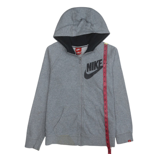 Nike Boys Grey Full Zip Hoodie XL 13-15 Years Cotton Blend Casual