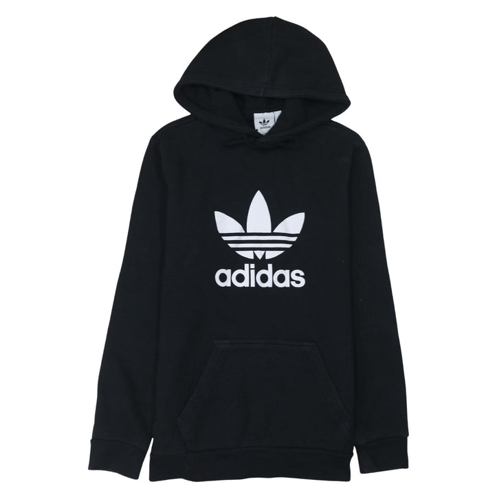 Adidas Womens Black Pullover Hoodie Small Logo Graphic Cotton Blend