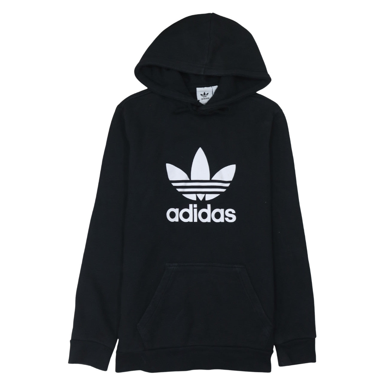 Adidas Womens Black Pullover Hoodie Small Logo Graphic Cotton Blend