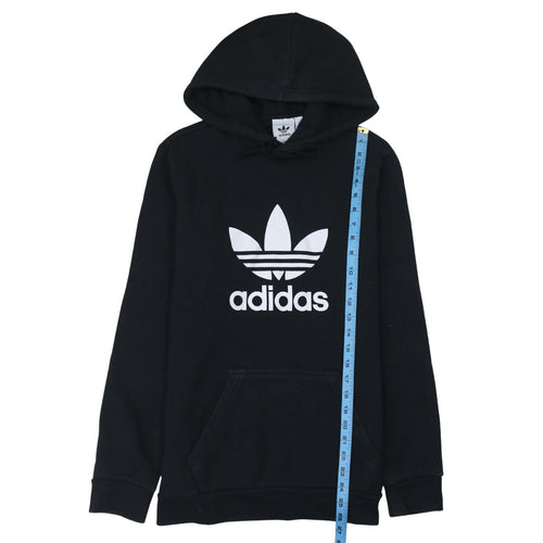 Adidas Womens Black Pullover Hoodie Small Logo Graphic Cotton Blend