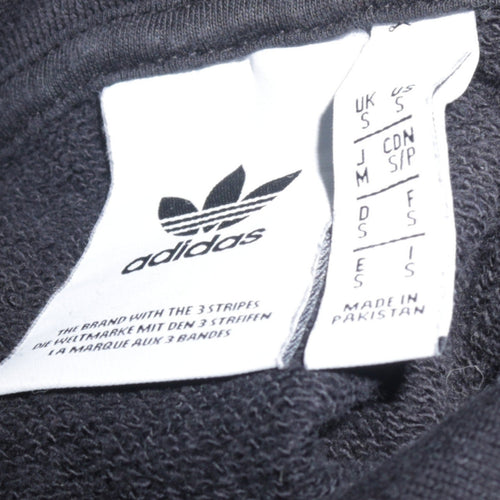 Adidas Womens Black Pullover Hoodie Small Logo Graphic Cotton Blend