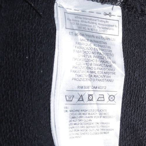Adidas Womens Black Pullover Hoodie Small Logo Graphic Cotton Blend