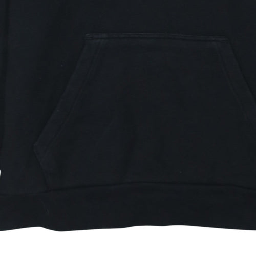 Adidas Womens Black Pullover Hoodie Small Logo Graphic Cotton Blend