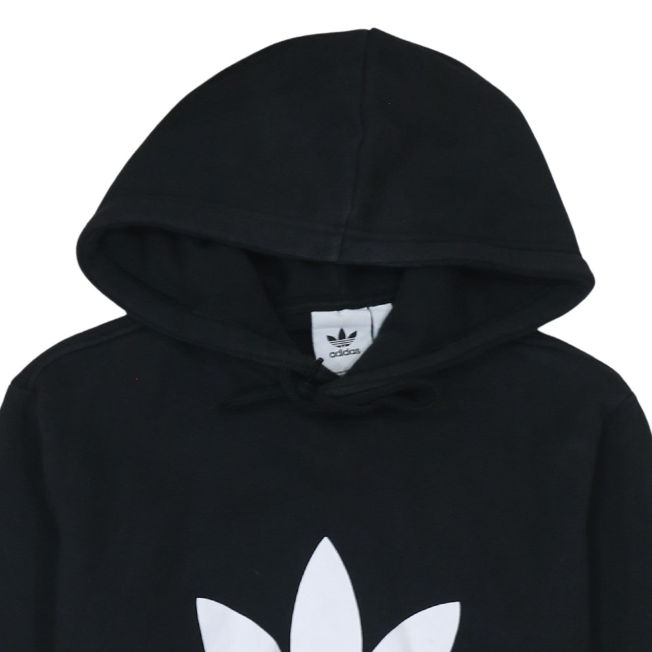 Adidas Womens Black Pullover Hoodie Small Logo Graphic Cotton Blend
