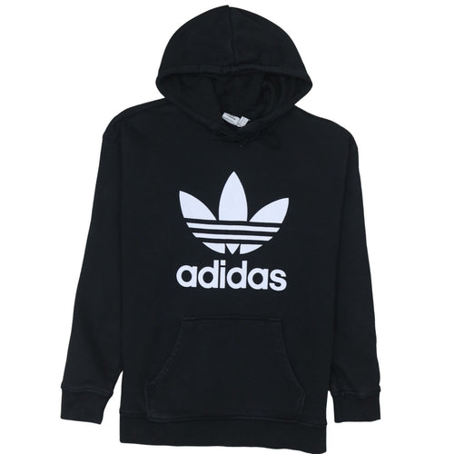 Adidas Womens Black Hoodie Size 12 Pullover Hooded Sweatshirt