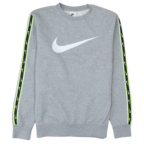 Nike Men's Grey Regular Fit Crew Neck Graphic Sweatshirt S