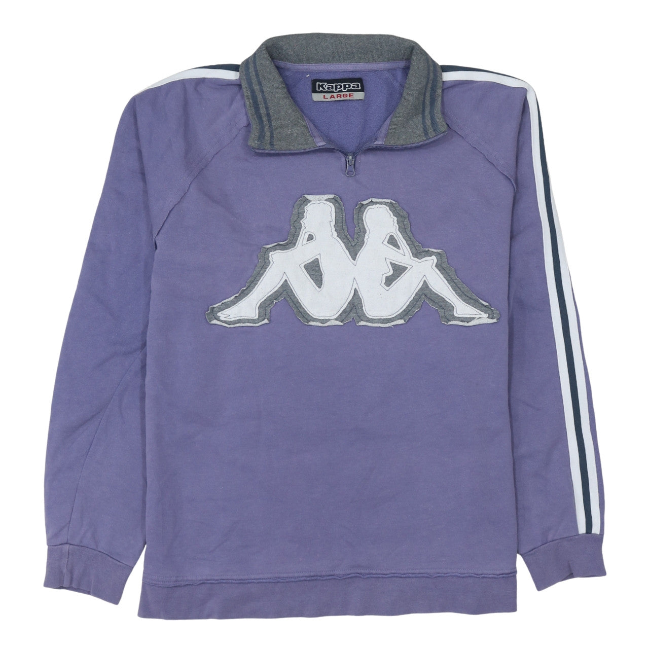 Kappa Womens Purple 1/4 Zip Logo Sweatshirt Size L Casual Sportswear
