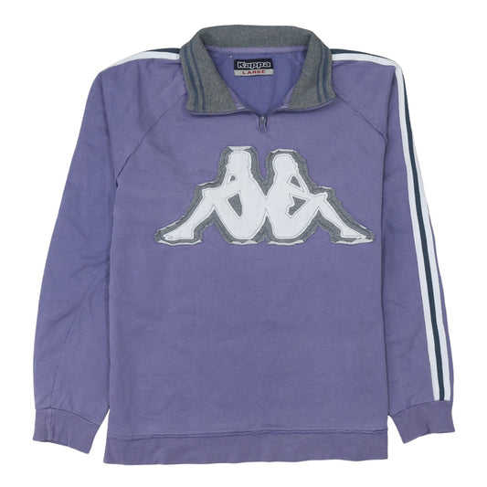 Kappa Womens Purple 1/4 Zip Logo Sweatshirt Size L Casual Sportswear