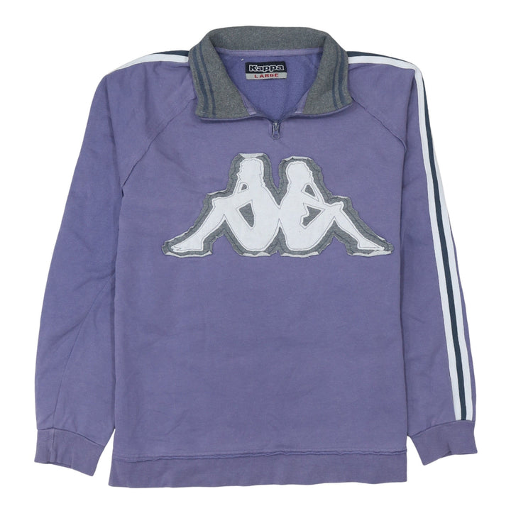 Kappa Womens Purple 1/4 Zip Logo Sweatshirt Size L Casual Sportswear