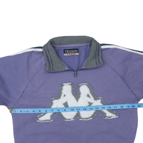 Kappa Womens Purple 1/4 Zip Logo Sweatshirt Size L Casual Sportswear
