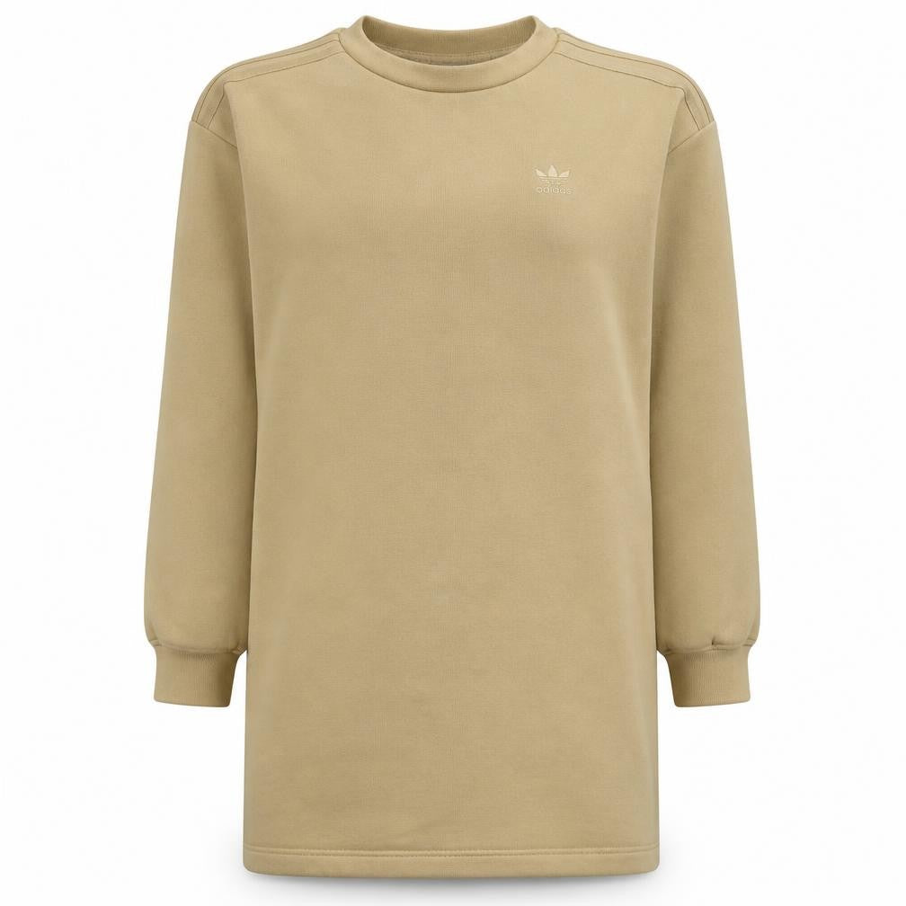 Front view of Adidas Women Beige Long Sleeve Pullover Sweatshirt, size 12