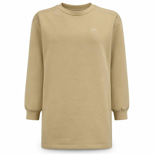 Front view of Adidas Women Beige Long Sleeve Pullover Sweatshirt, size 12