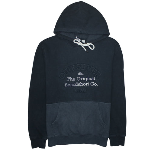 Quiksilver Men’s Black Pullover Hoodie M Embroidered Logo Fleece