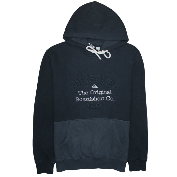 Quiksilver Men’s Black Pullover Hoodie M Embroidered Logo Fleece