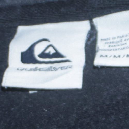 Quiksilver Men’s Black Pullover Hoodie M Embroidered Logo Fleece