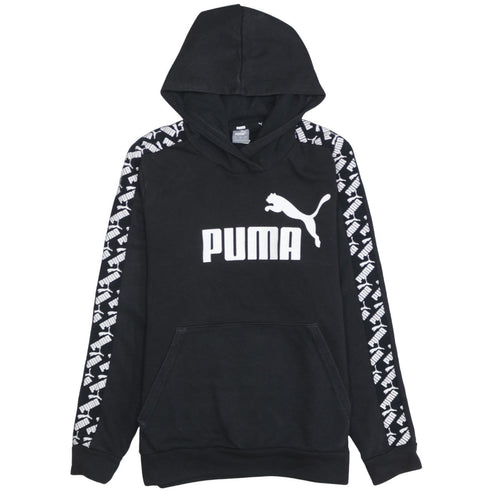 Puma Women's Black Pullover Hoodie Sweatshirt Size L Logo Design