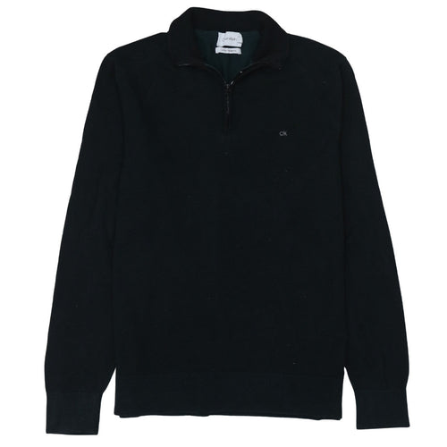 Calvin Klein Men's Black Cotton Silk 1/4 Zip Jumper Size M