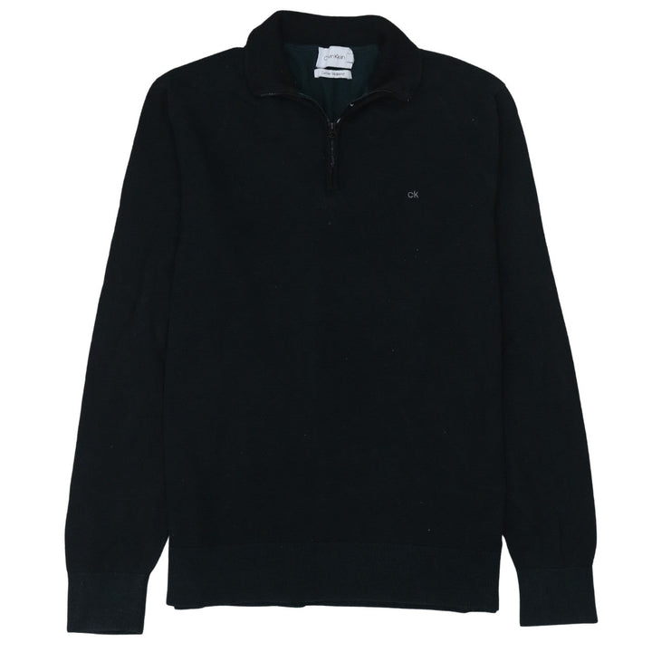 Calvin Klein Men's Black Cotton Silk 1/4 Zip Jumper Size M