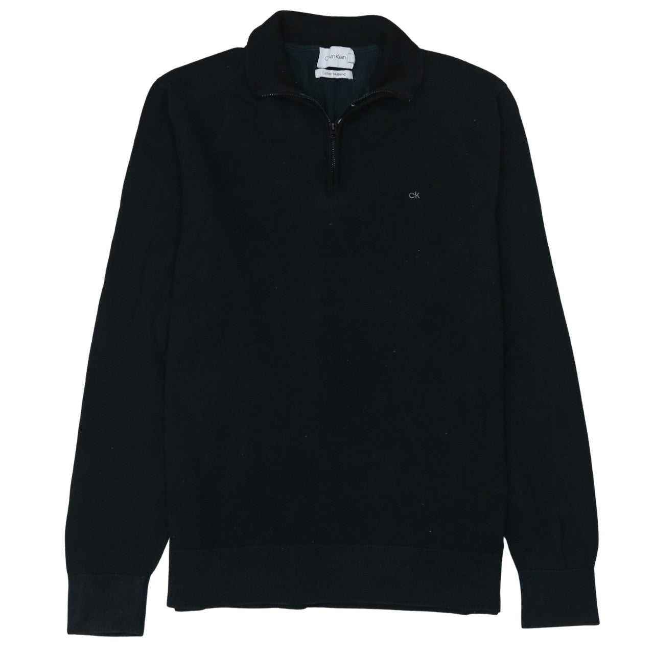 Calvin Klein Men's Black Cotton Silk 1/4 Zip Jumper Size M