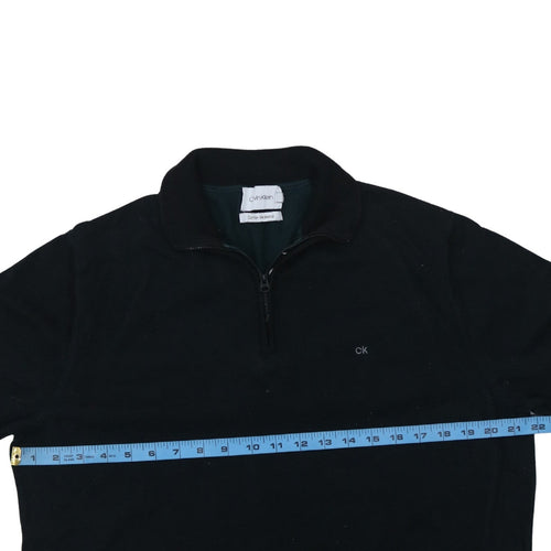 Calvin Klein Men's Black Cotton Silk 1/4 Zip Jumper Size M