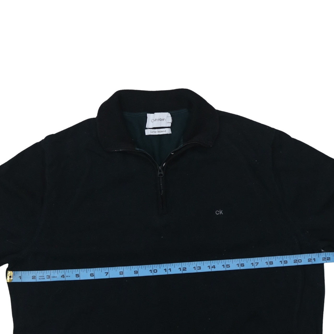 Calvin Klein Men's Black Cotton Silk 1/4 Zip Jumper Size M