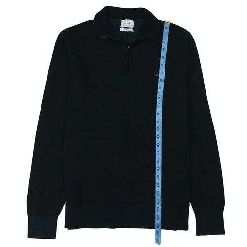 Calvin Klein Men's Black Cotton Silk 1/4 Zip Jumper Size M