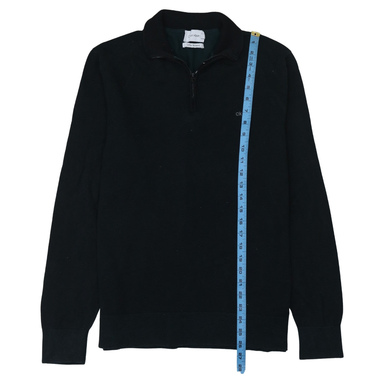 Calvin Klein Men's Black Cotton Silk 1/4 Zip Jumper Size M