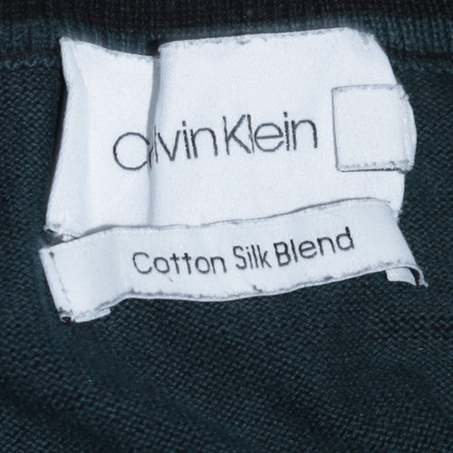 Calvin Klein Men's Black Cotton Silk 1/4 Zip Jumper Size M