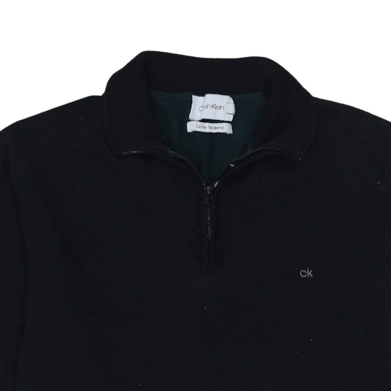 Calvin Klein Men's Black Cotton Silk 1/4 Zip Jumper Size M