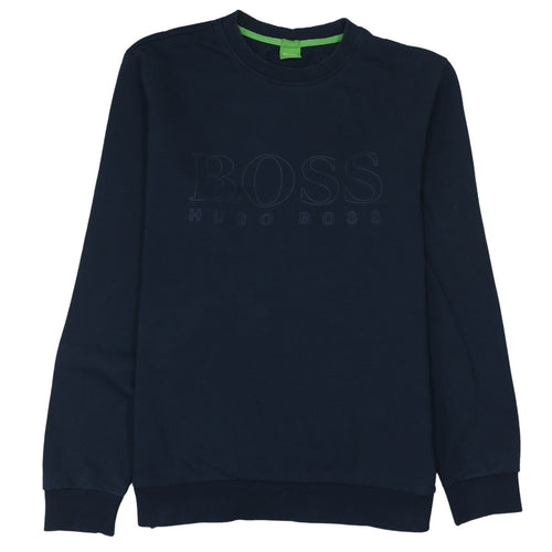 Hugo Boss Men's Blue Crew Neck Regular Fit Logo Sweatshirt Size L