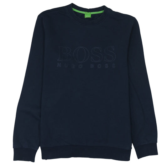 Hugo Boss Men's Blue Crew Neck Regular Fit Logo Sweatshirt Size L