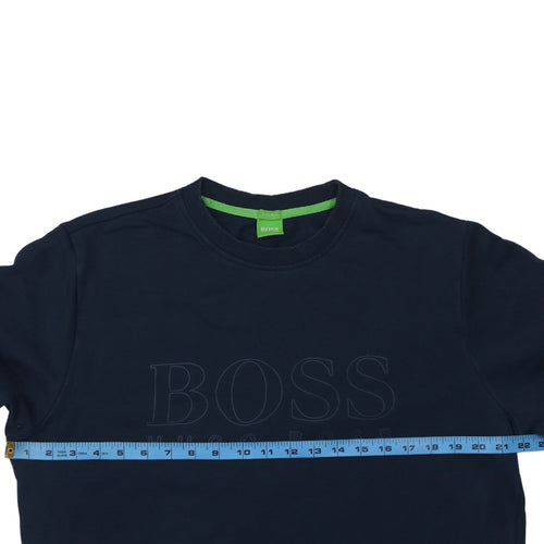 Hugo Boss Men's Blue Crew Neck Regular Fit Logo Sweatshirt Size L