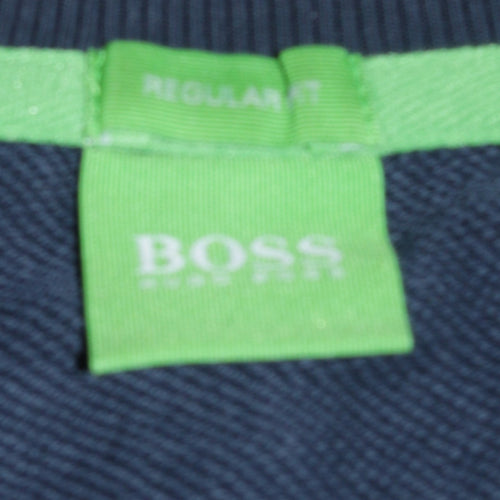 Hugo Boss Men's Blue Crew Neck Regular Fit Logo Sweatshirt Size L