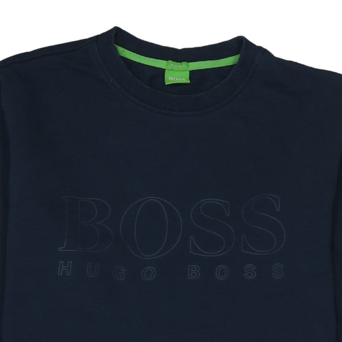 Hugo Boss Men's Blue Crew Neck Regular Fit Logo Sweatshirt Size L