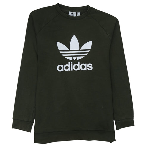 Adidas Mens Green Large Pullover Sweatshirt Crew Neck Logo
