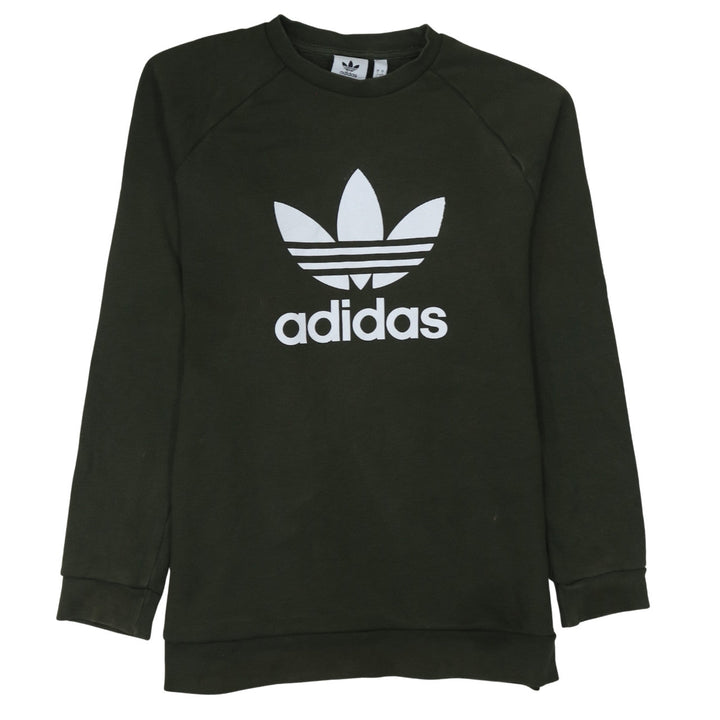 Adidas Mens Green Large Pullover Sweatshirt Crew Neck Logo